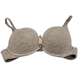 Victoria's Secret Grey T-Shirt Push-Up Full Coverage Bra 34B everyday neutral